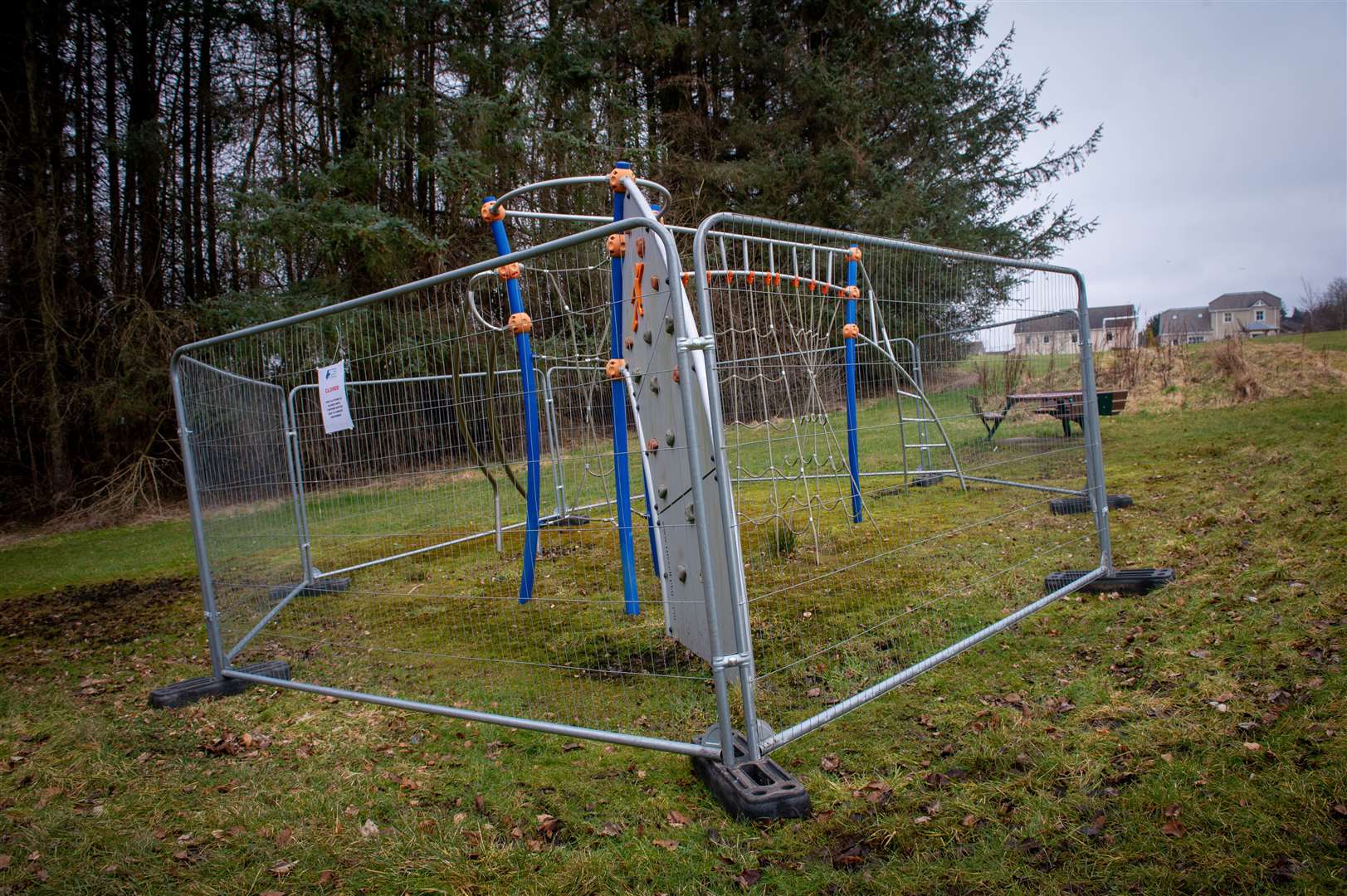 Play equipment has been fenced off at Maxwell Park, Cradlehall.