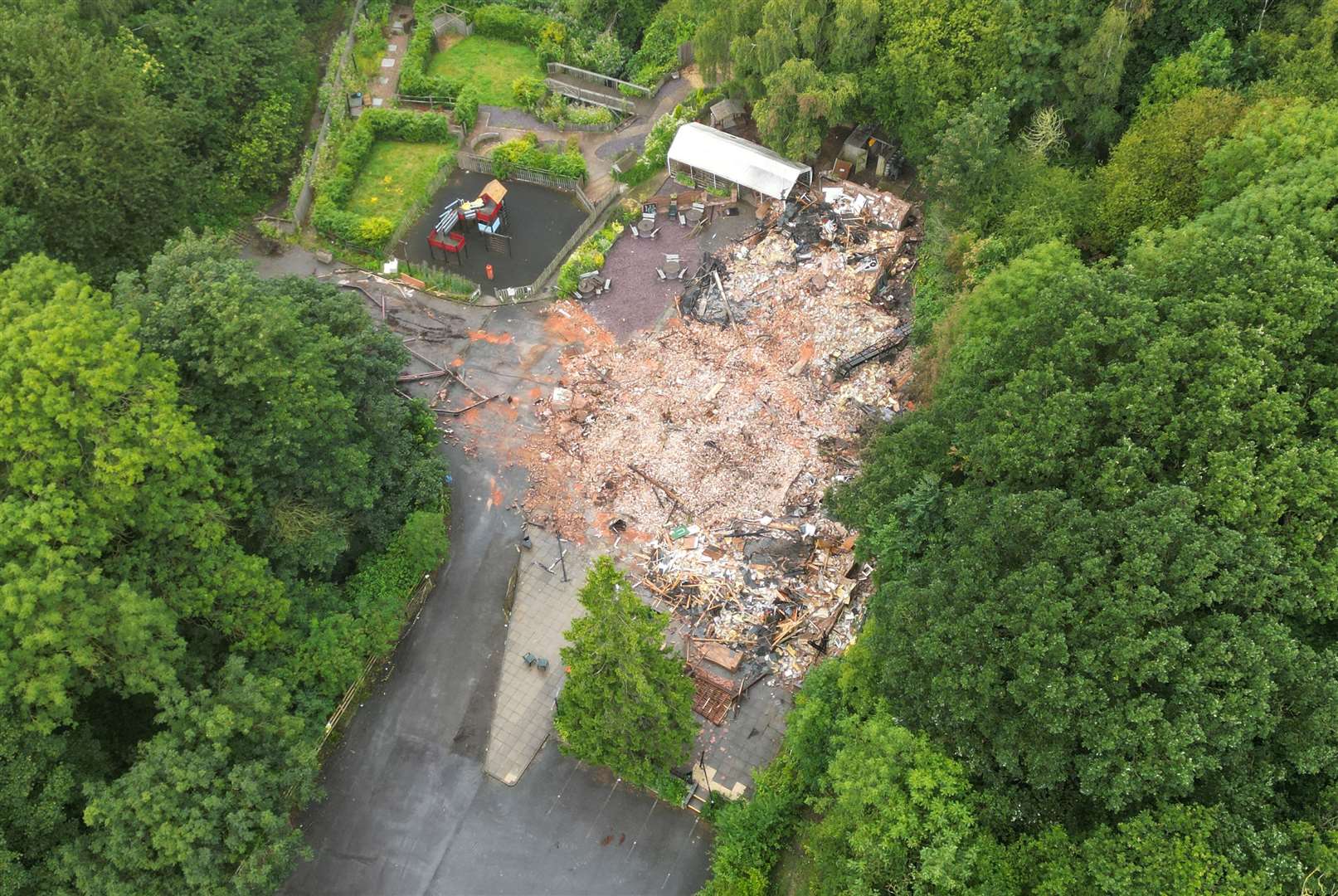 The remains of the pub on August 8 (David Davies/PA)
