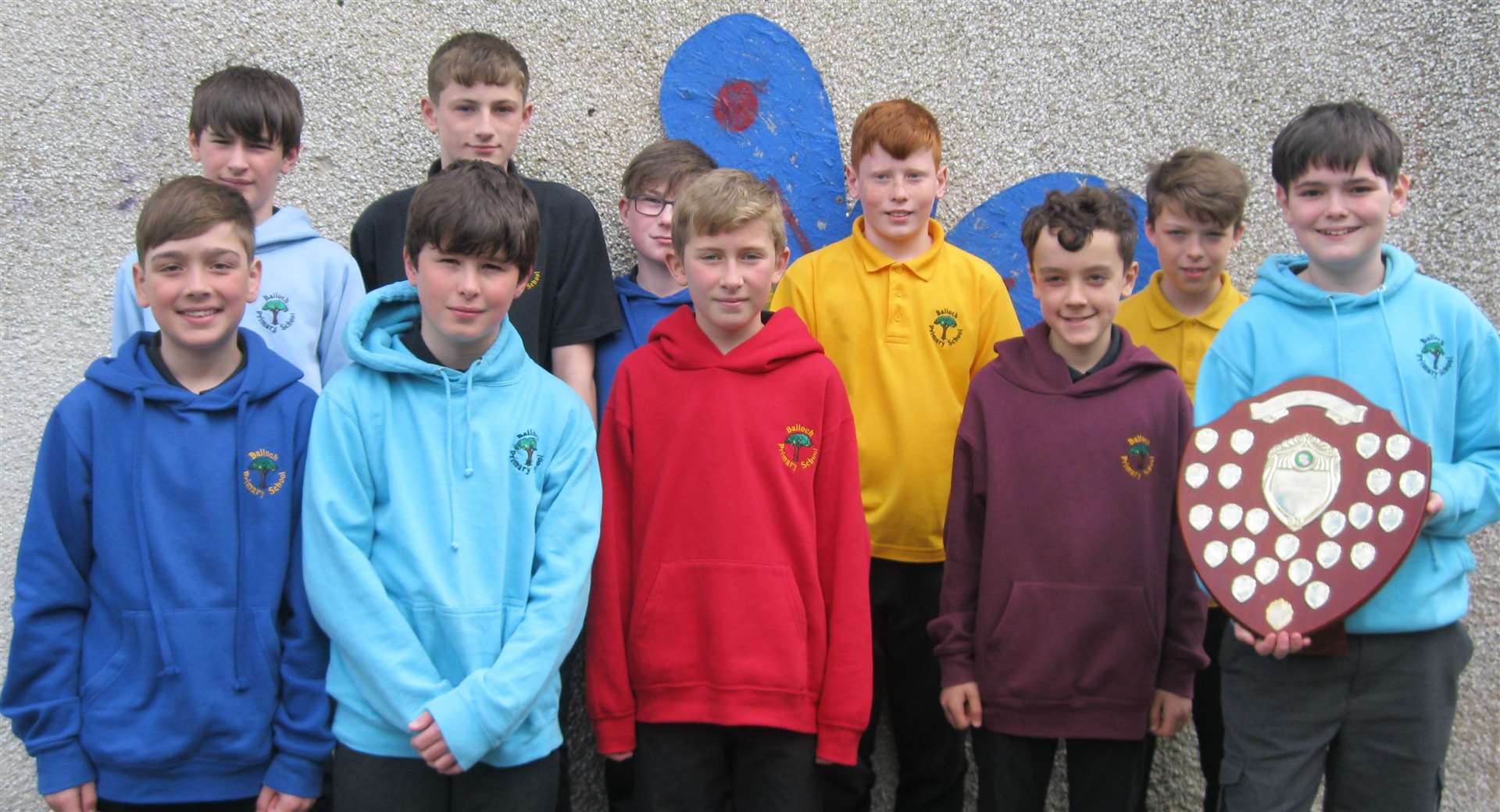 Some of the successful youngsters from Balloch Primary who won the National Minibridge Trophy.