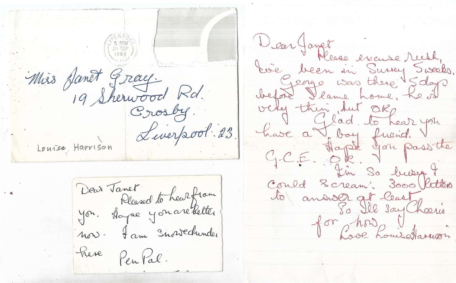A letter from Louise Harrison, mother of George Harrison, to Beatles fan Janet Gray (Beatles Shop/PA)