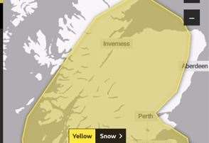 The yellow weather warning covers much of Scotland on Monday.