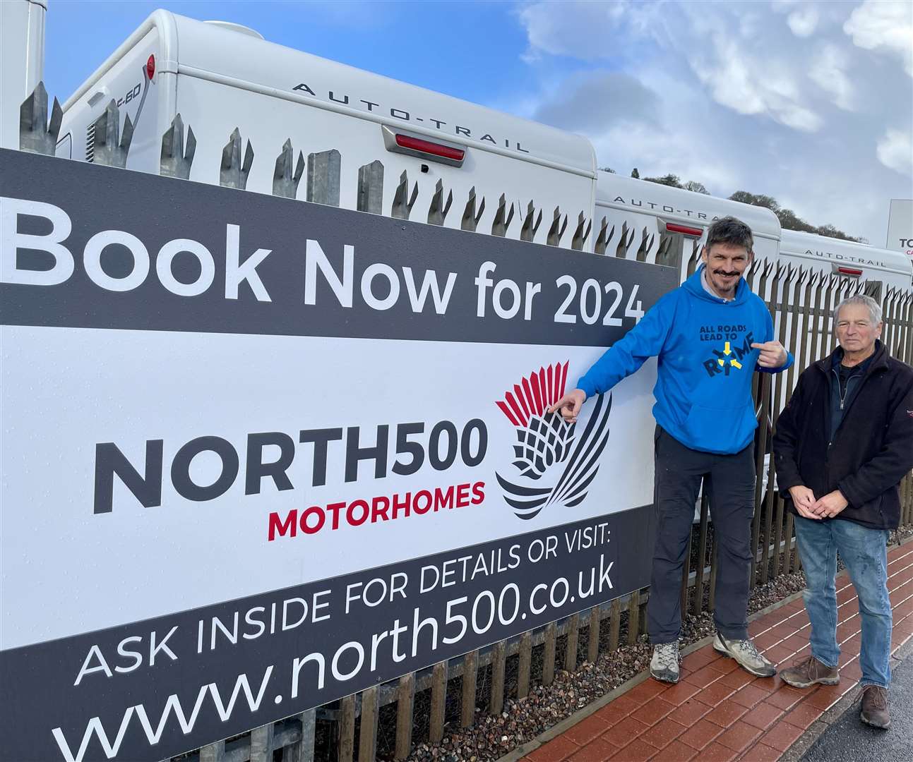 Scottish rugby great Rob Wainwright with North500 Motorhomes operations director Colin Harrison.