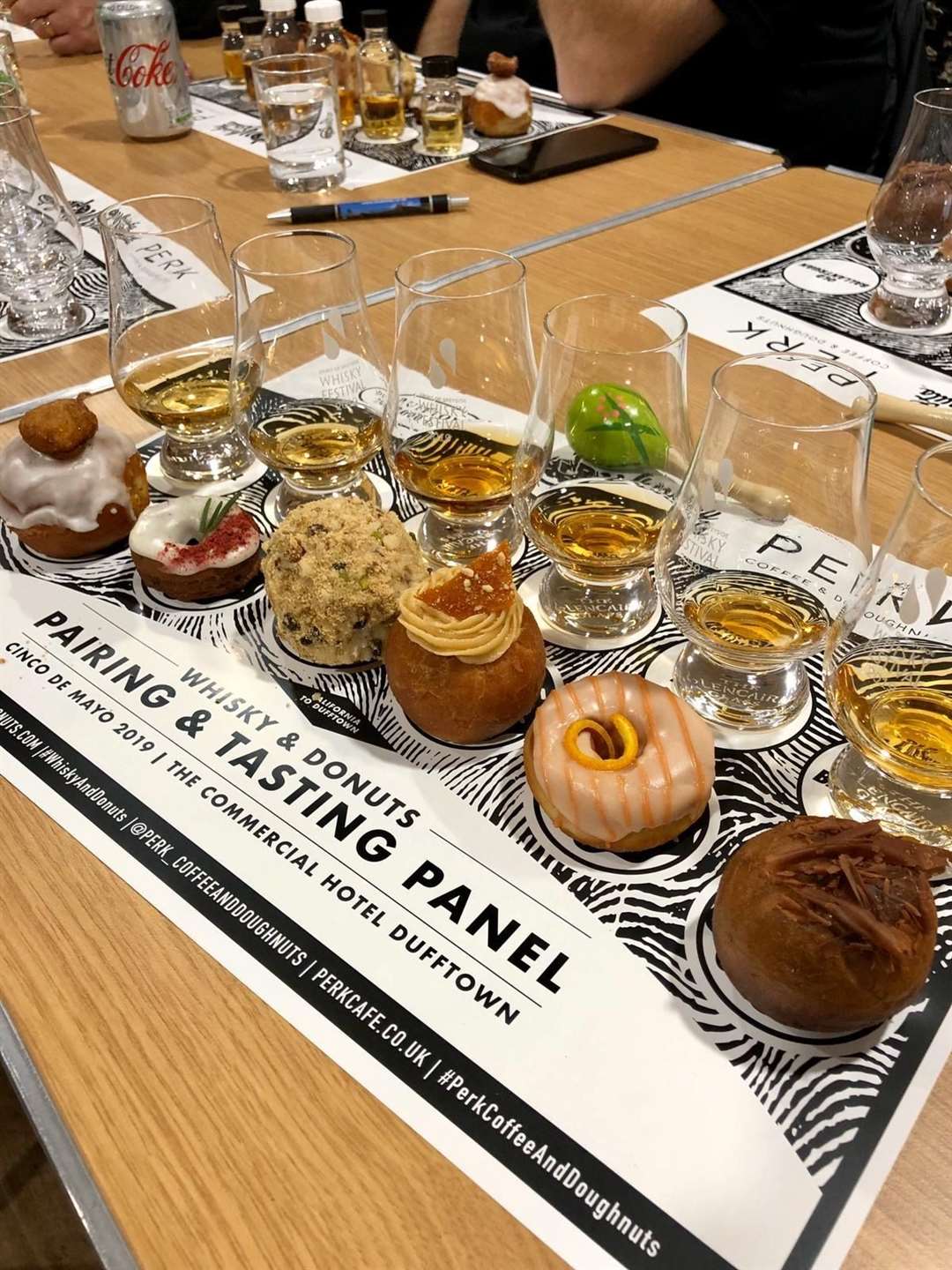 Whisky and doughnuts at the Speyside Whisky Festival in 2019.