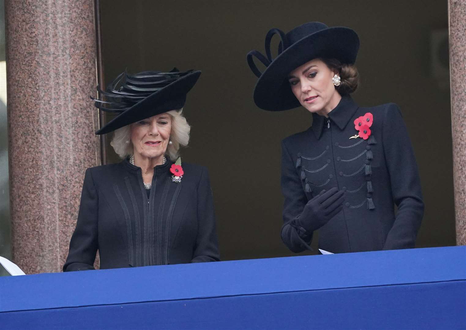 The Queen and the Princess of Wales on a balcony at the Foreign, Commonwealth and Development Office (Jonathan Brady/PA)