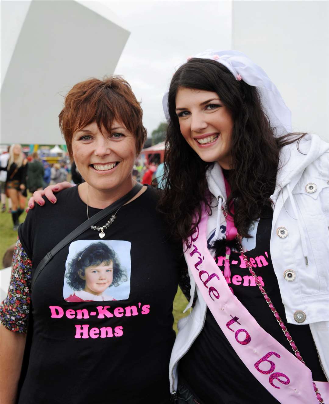 Denise Kennedy at Rockness for her hen party with mum Heather and friends. Picture: Alison White
