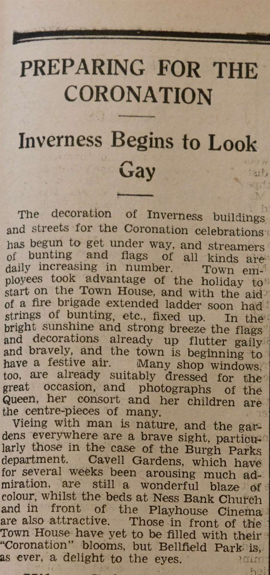 Inverness Courier coronation coverage in 1953