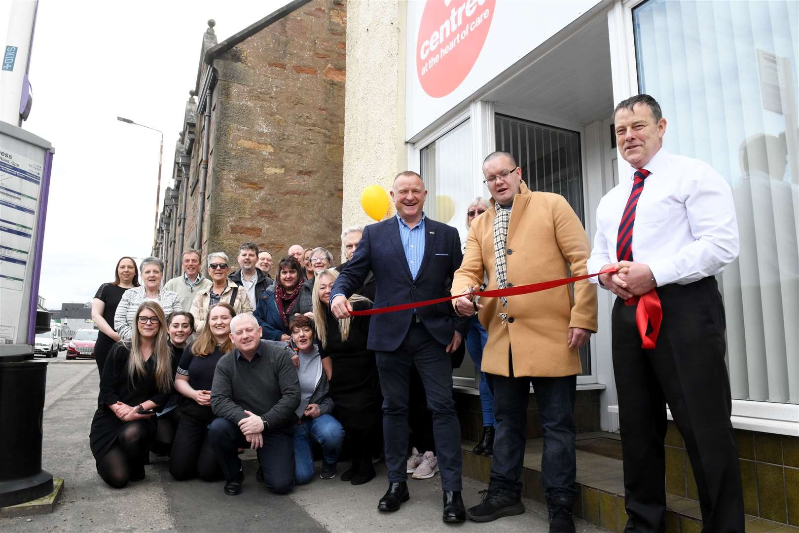 Inverness MP Drew Hendry, service user Paul Alexander Mackay and Centred chief executive David Brookfield cut the ribbon. Picture: James Mackenzie.