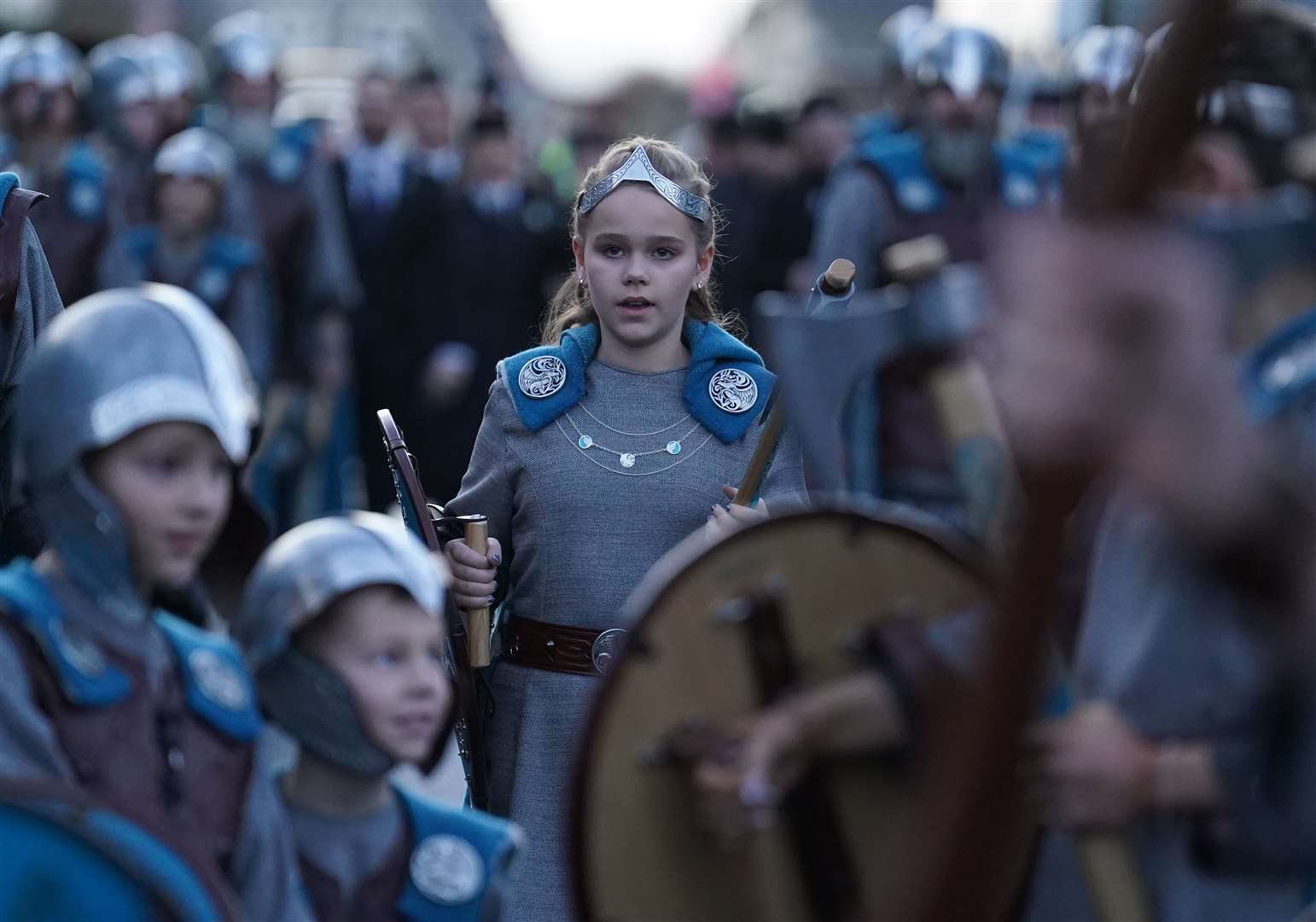 Members of the Jarl Squad marching through Lerwick for Up Helly Aa (Andrew Milligan/PA)