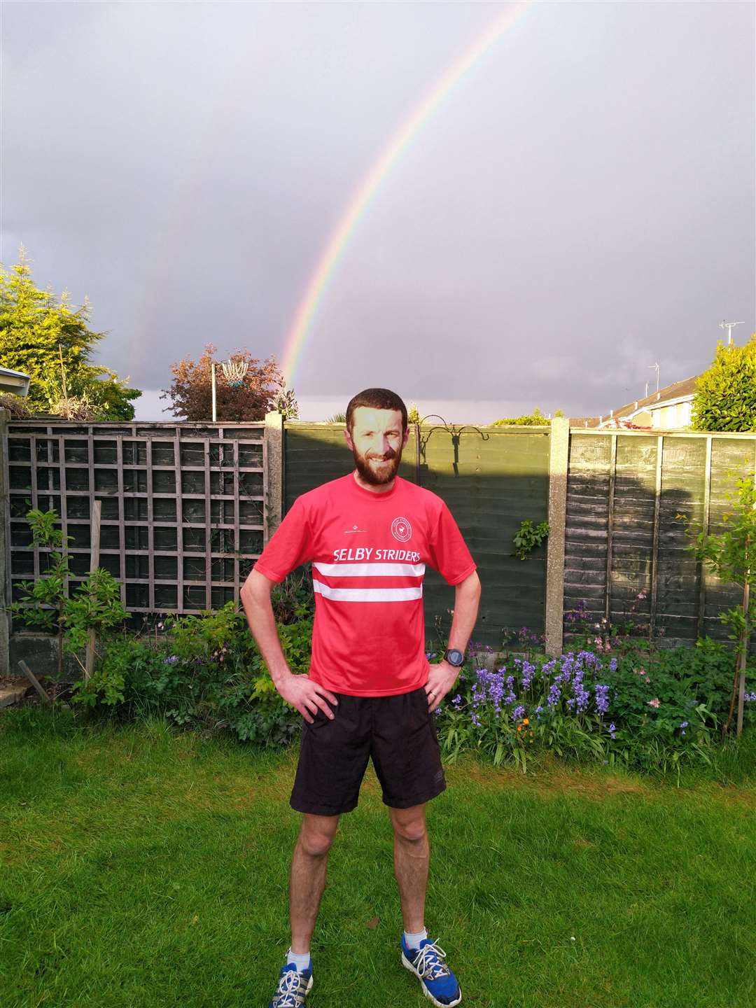 MARATHON MAN: Neil Musgrove putting his best foot forward for an ultra marathon in his back garden in Leeds. Picture: Neil Musgrove / Submitted by Leeds Cares