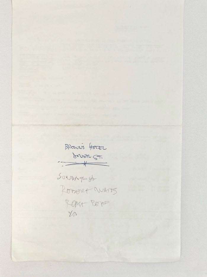 One of Harrison Ford’s hand-written notes on reverse of a call sheet (Excalibur Auctions/PA)