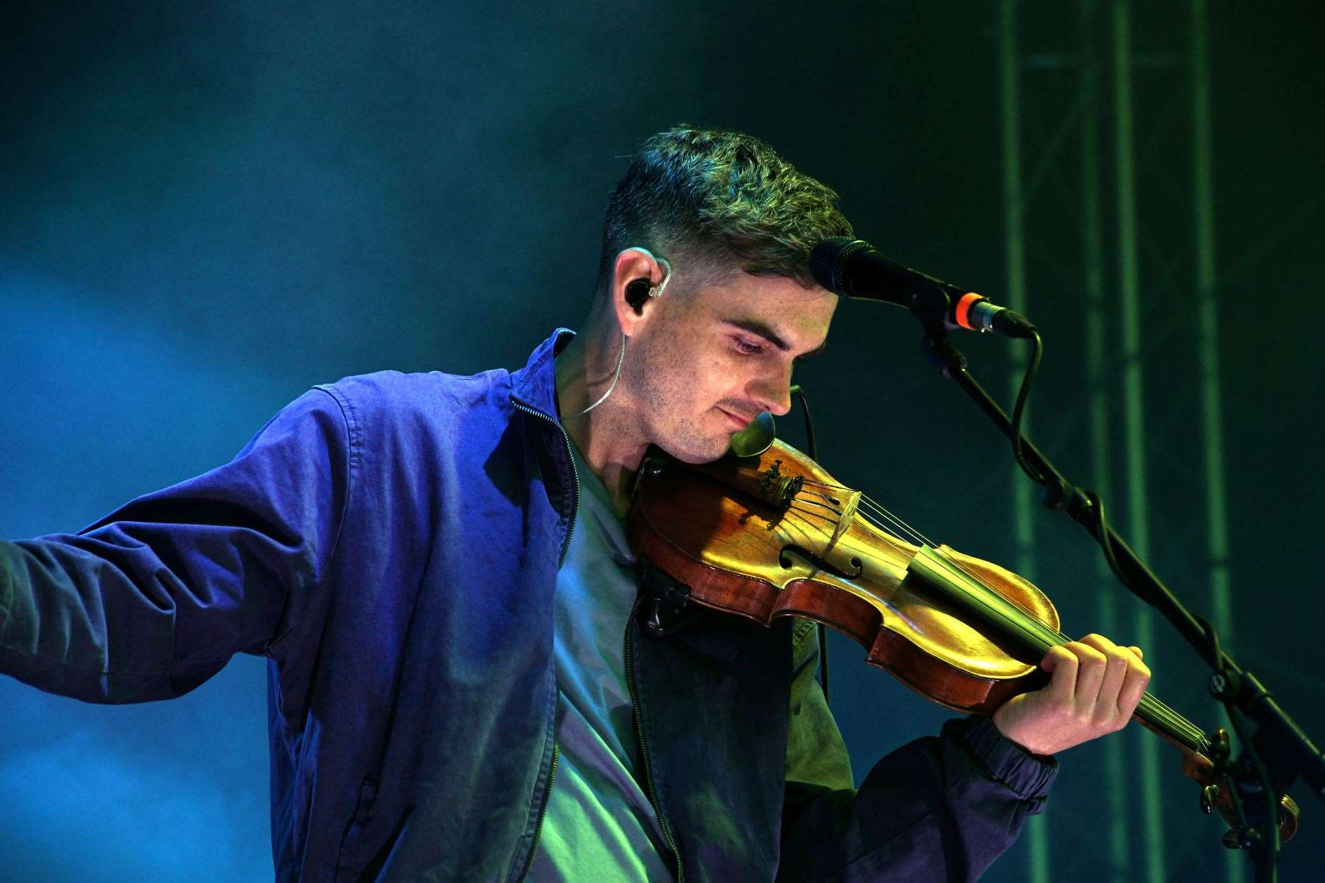 Elephant Sessions' fiddle player Euan Smillie headlining with the band at The Gathering Festival. Elephant Sessions on stage. Picture: James Mackenzie