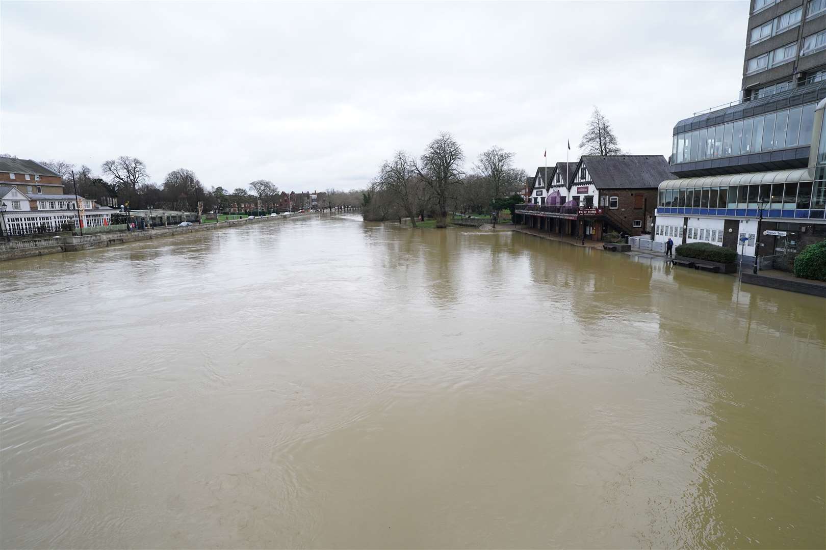 The River Great Ouse in Bedford, which has burst its banks following heavy rainfall (Stefan Rousseau/PA)