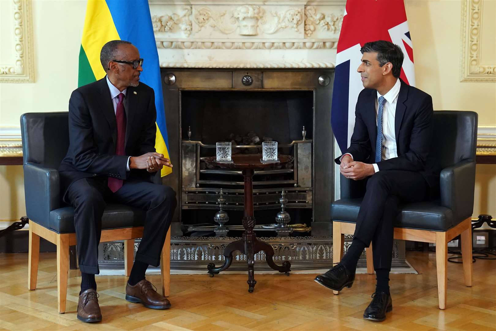 Rwandan president Paul Kagame, left, with Prime Minister Rishi Sunak (Stefan Rousseau/PA)