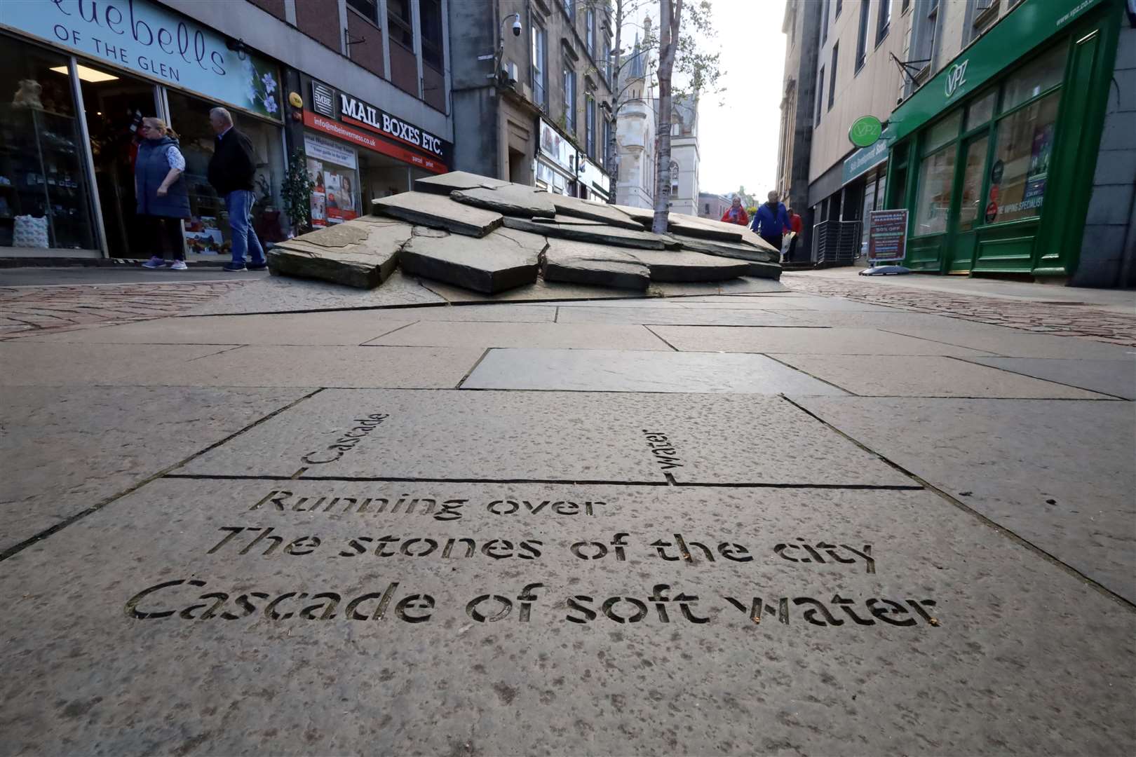 Street Text on Church Street with Three Virtues artwork behind. Pictures: James Mackenzie.