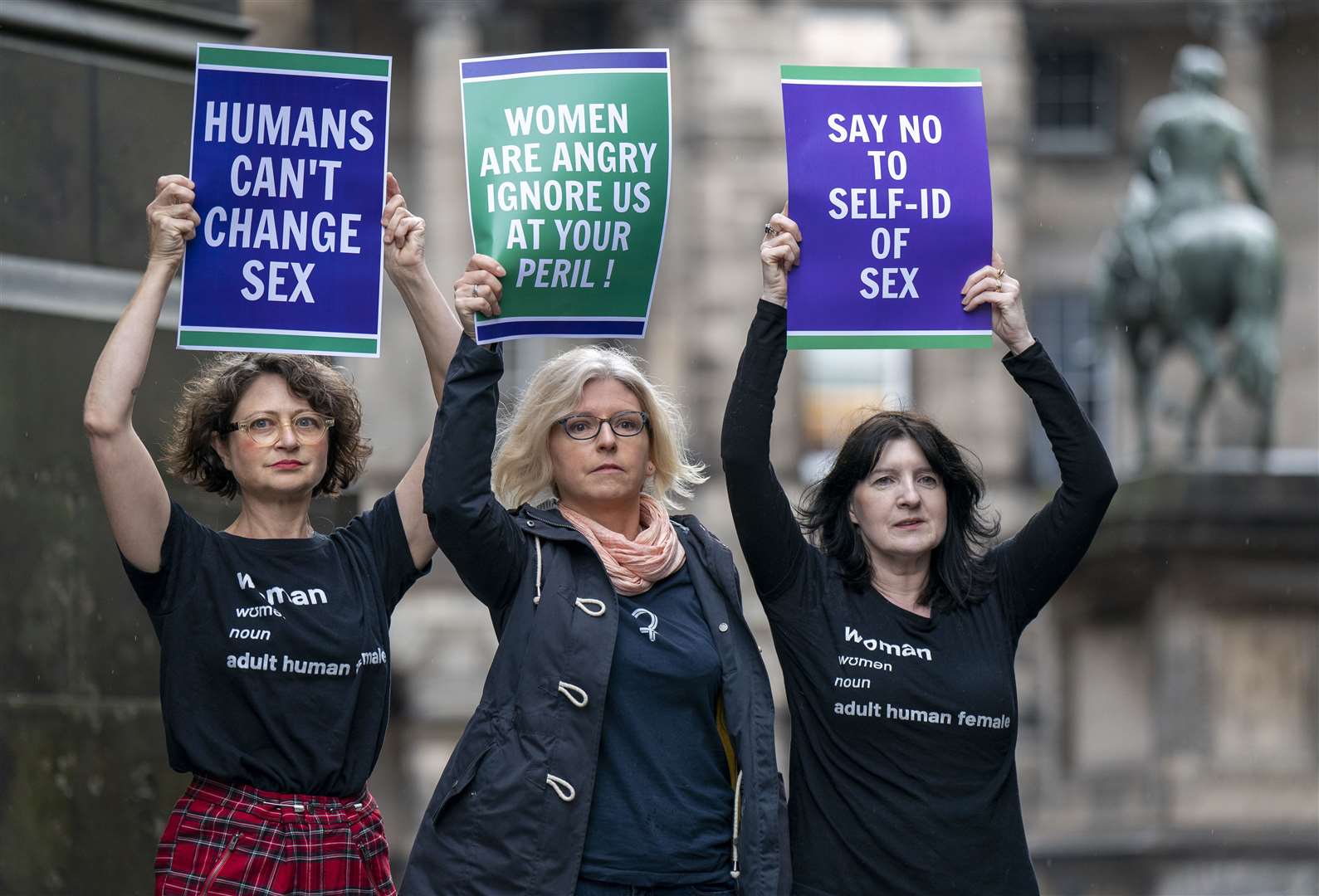 Members of the Scottish Feminist Network outside the Court of Session in Edinburgh (Jane Barlow/PA)