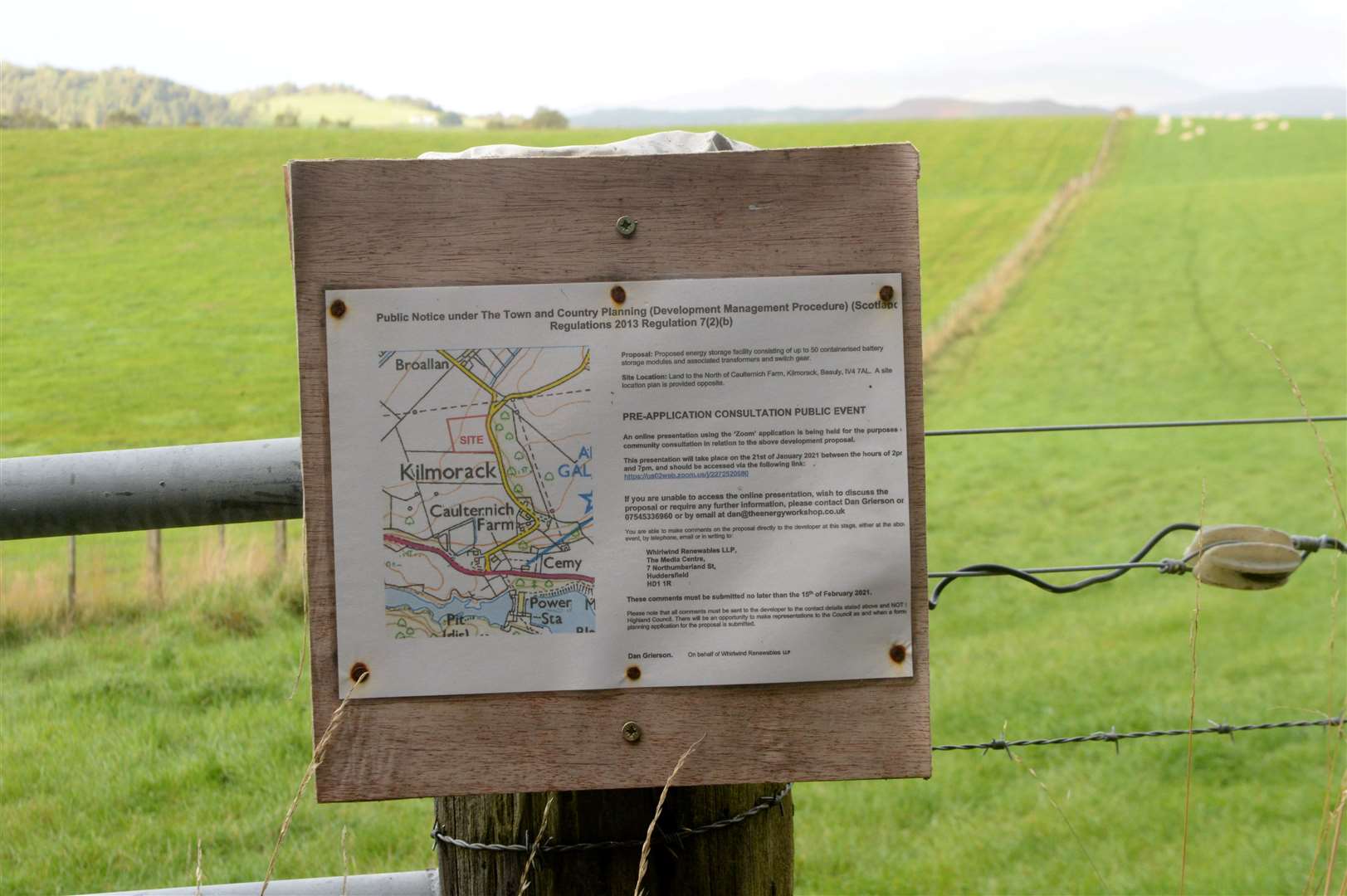 The site of proposed energy storage plant in Caulternich near Beauly.