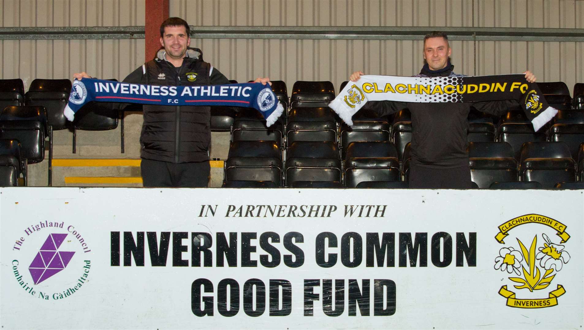 Clachnacuddin manager Jordan MacDonald and Inverness Athletic manager Jason Golabek. Picture: Donald Cameron