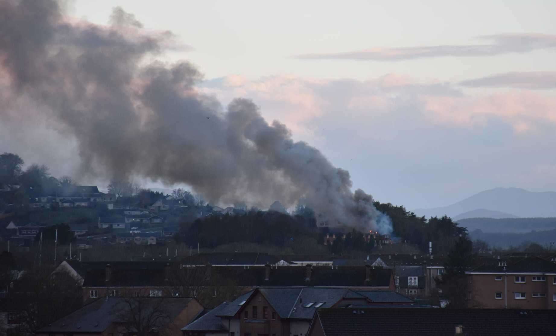Courier reader Chris Corbett's photo of the fire from the top of the multi-storey car park at Rose Street.