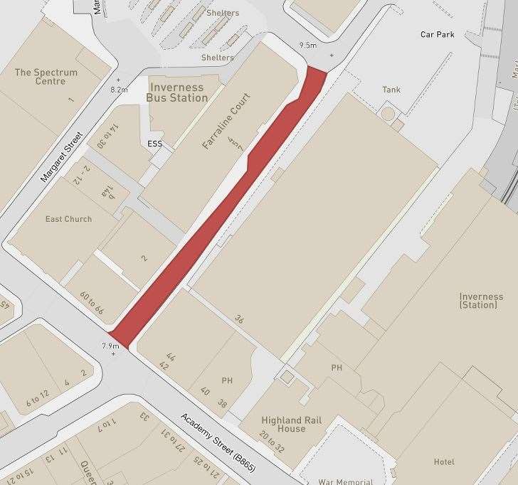 Temporary traffic restrictions will be in place in Strothers Lane, Inverness.
