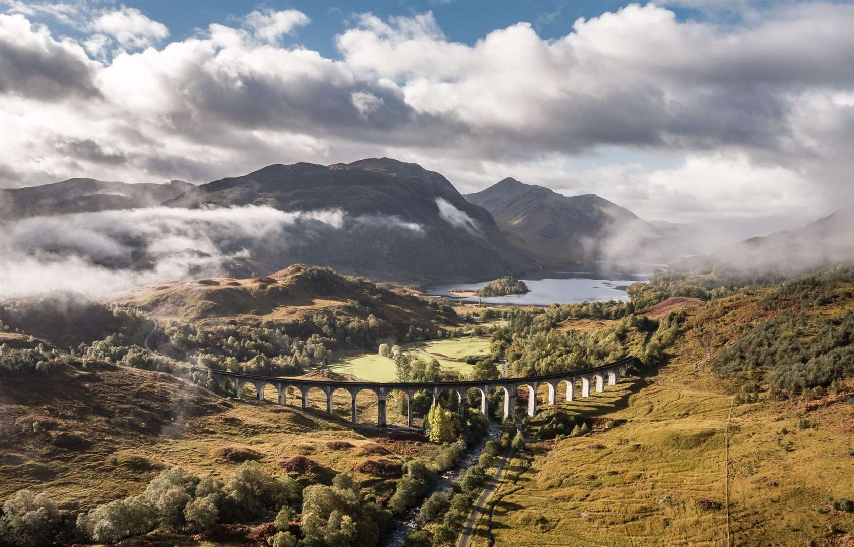 The iconic Glenfinnan Viaduct on the West Highland Line, made famous as part ofroute undertaken by the Hogwarts Express in the Harry Potter films.