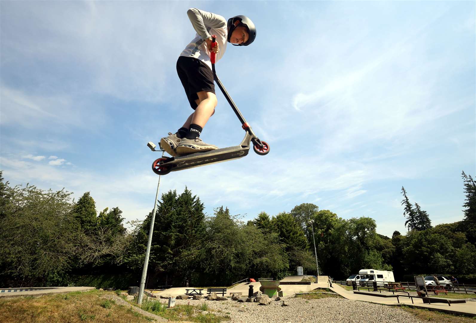 John Stephen getting air at the skate park in Inverness. Picture: James Mackenzie