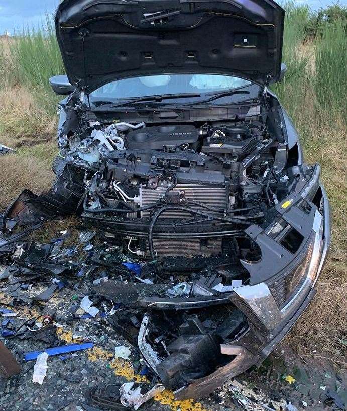Extensive damage to the Nissan X-trail.