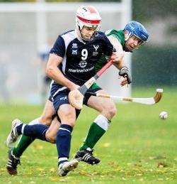 Finlay Macrae in action for Scotland during the 2014 Marine Harvest shinty/hurling international in Inverness.