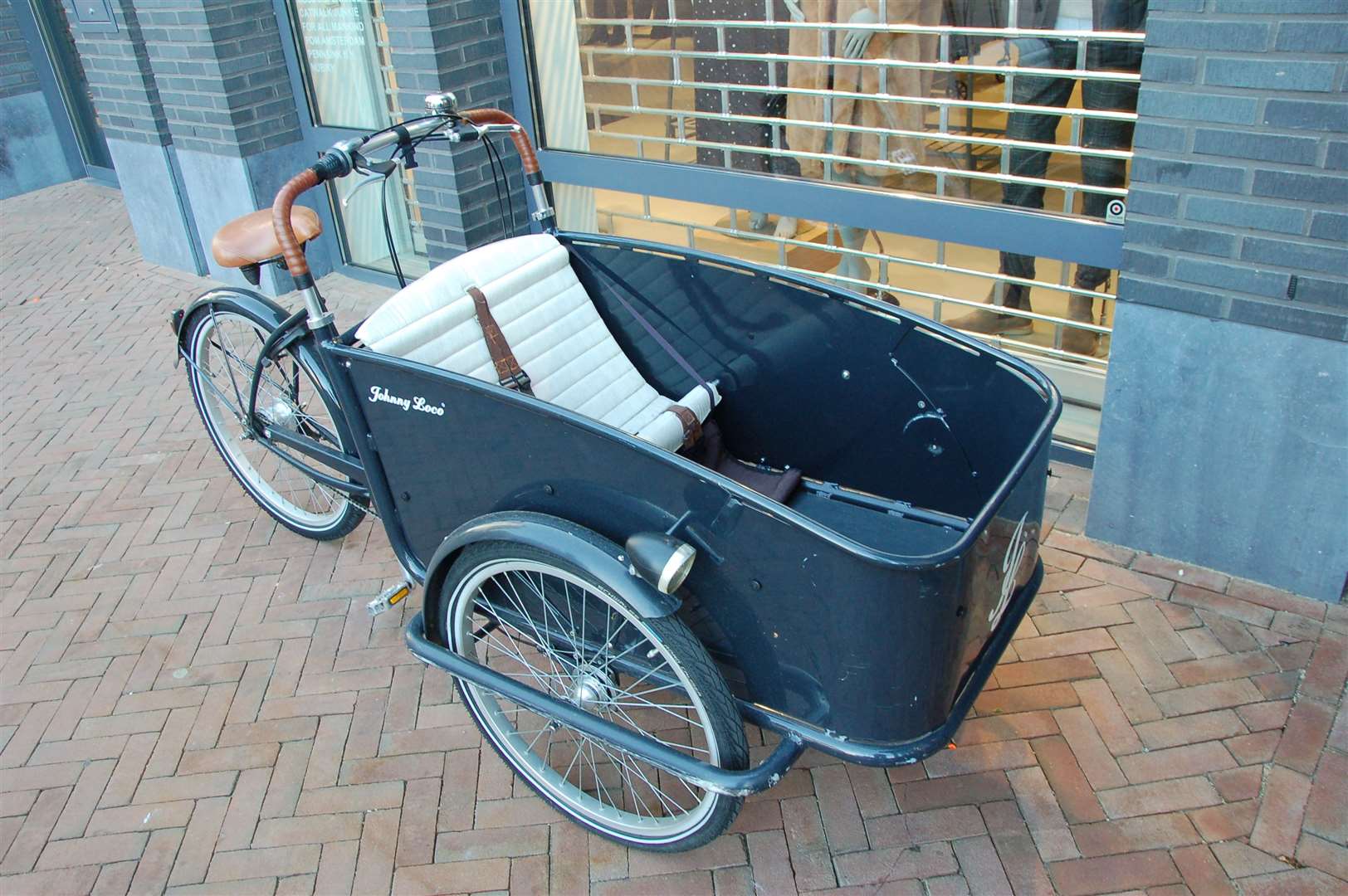 A typical Dutch bike for carrying children to school or shopping.
