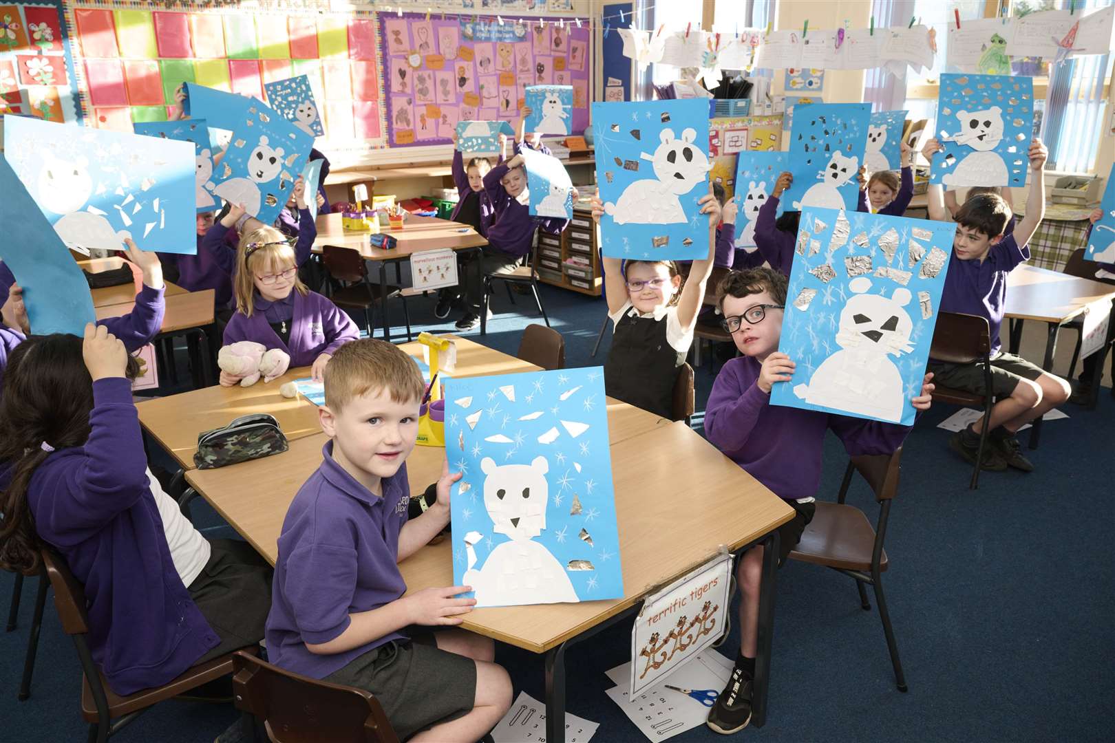 Primary pupils taking part in the Highland One World and the Open University in Scotland's Art for Action project.
