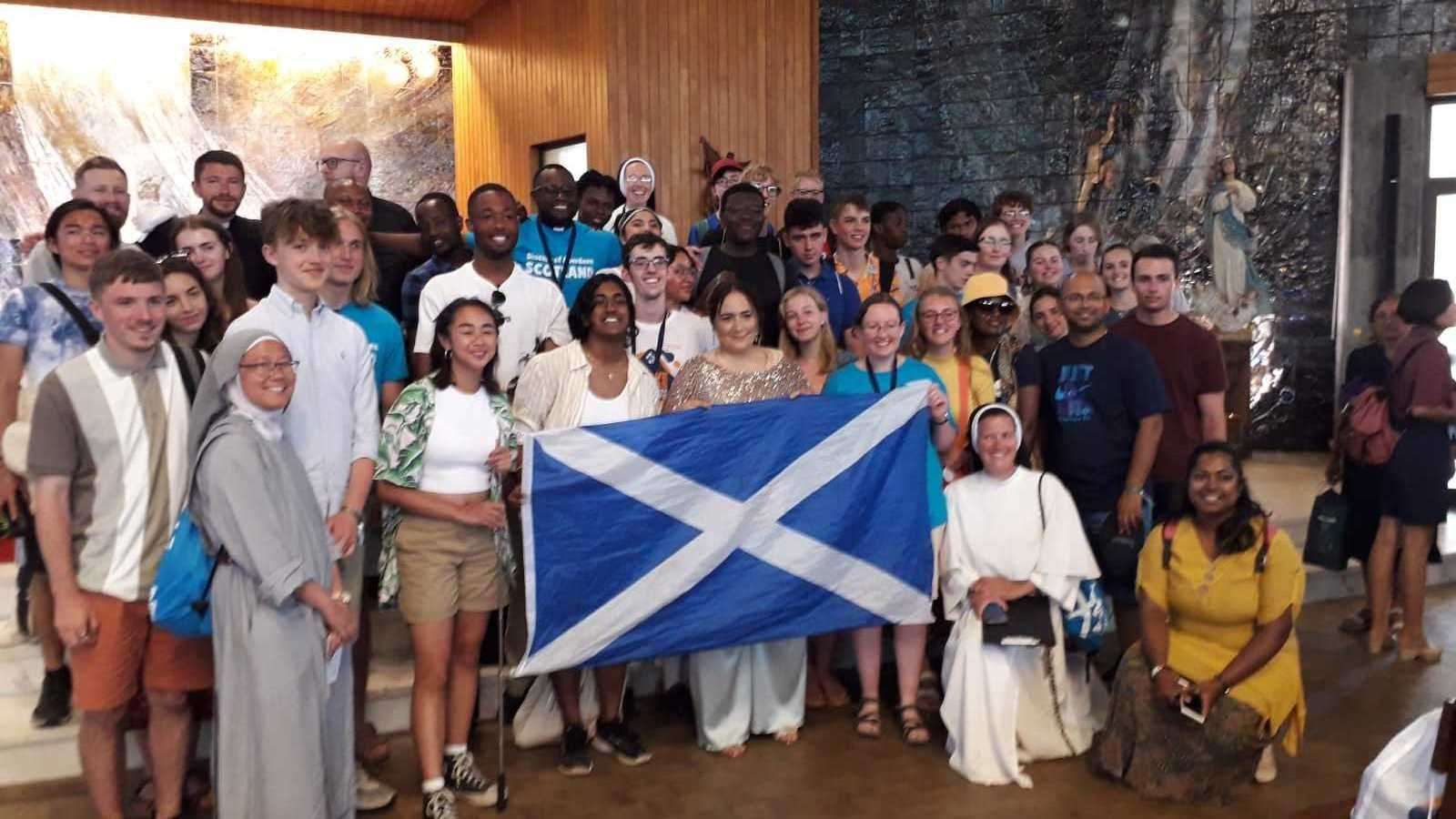 Some of the Scottish contingent at World Youth Day in Lisbon.