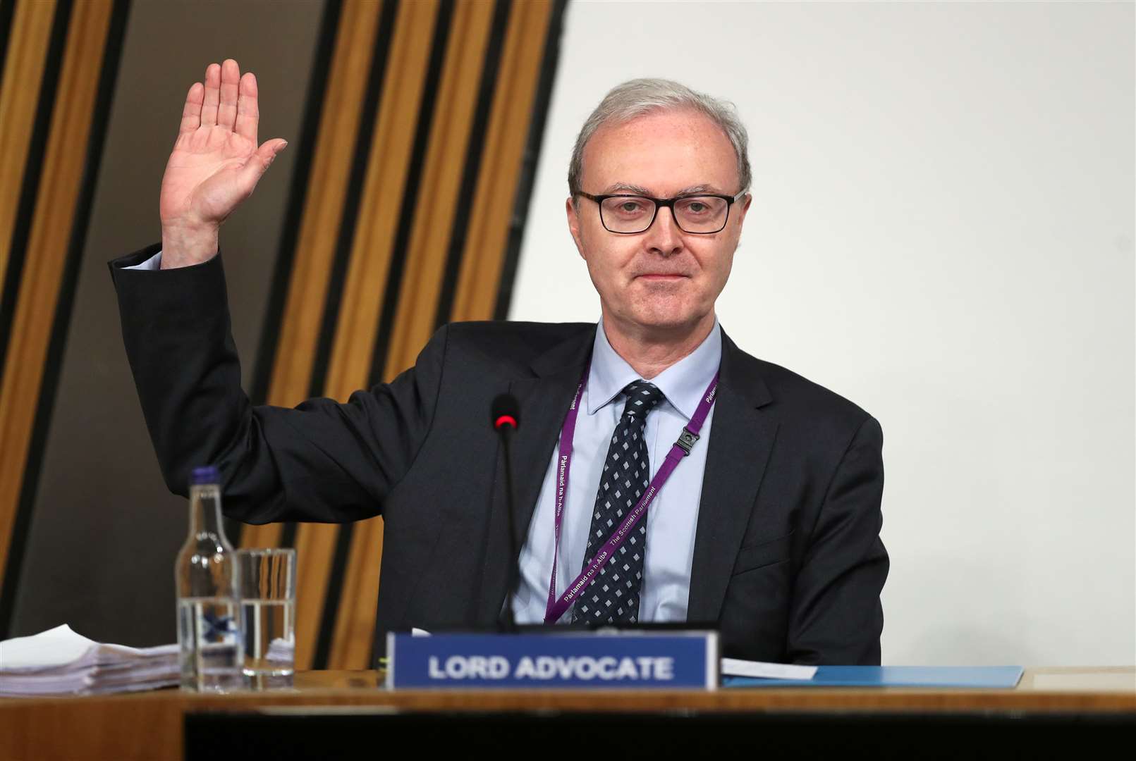 Lord Advocate James Wolffe during his first appearance before the committee (Russell Cheyne/PA)