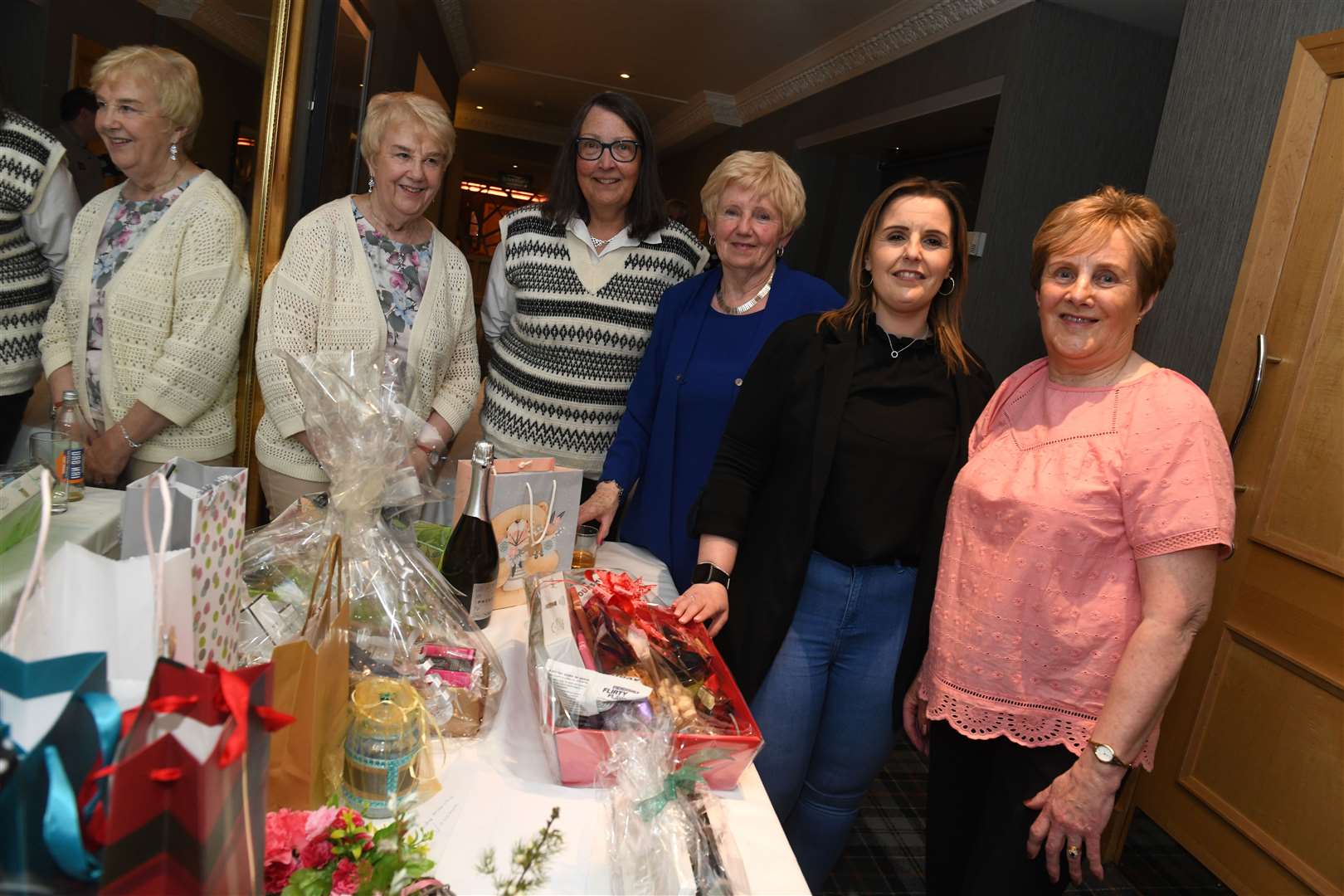 The Cancer Research UK team with raffle prizes (from left) Iris Campbell, Liz Gardener, Edith McKnight, Laura Patience and Anne MacIver. Picture: Alexander Williamson.