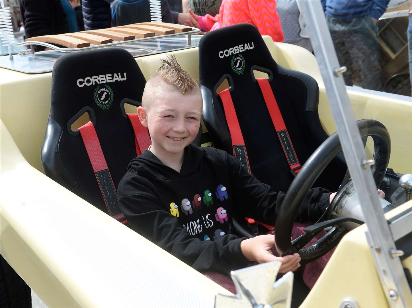 BID Classic Vehicle Show 2022.Jack Emery tries out the beach buggy.Picture Gary Anthony..