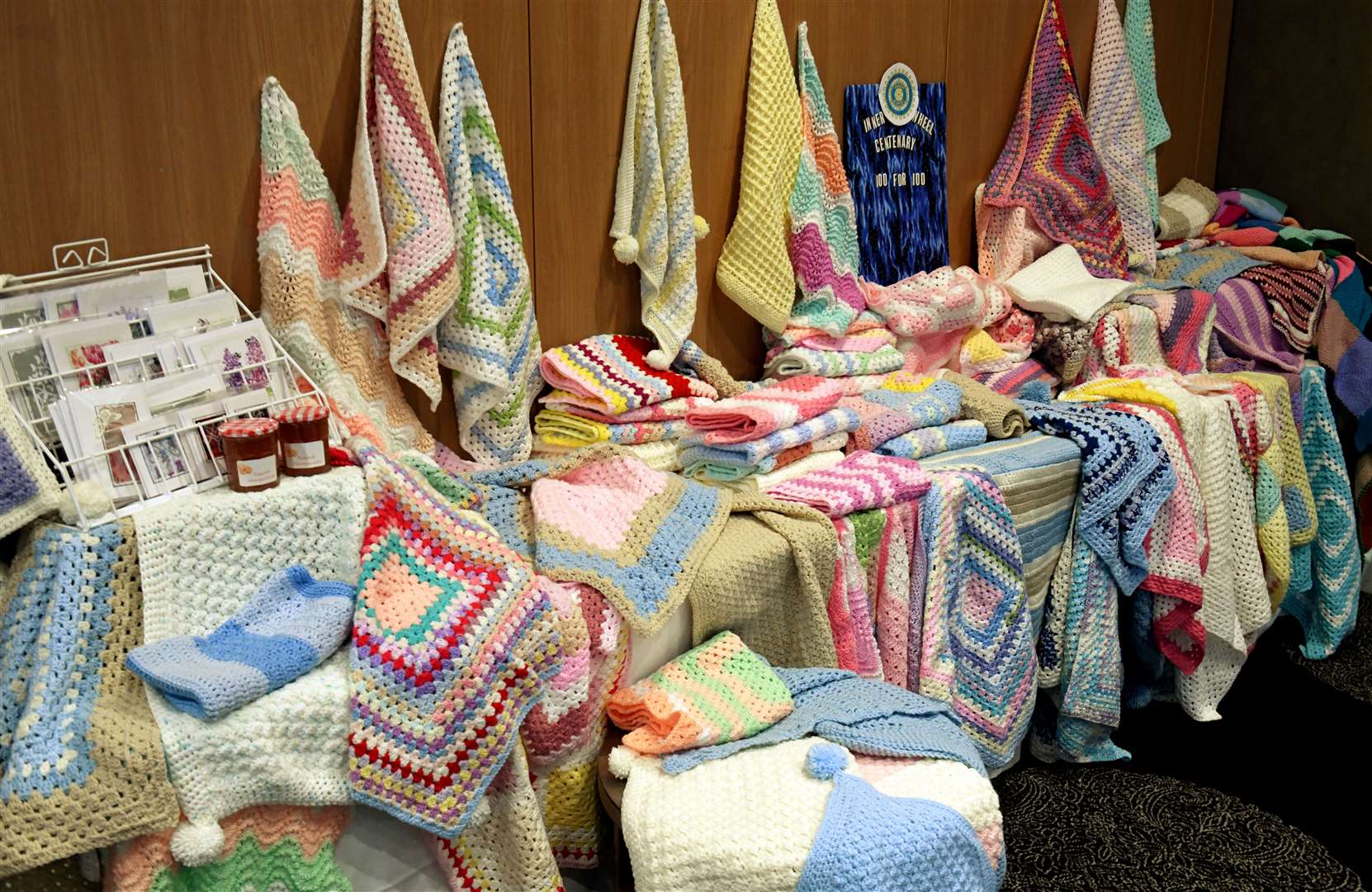 100 crocheted baby blankets. Picture: James Mackenzie