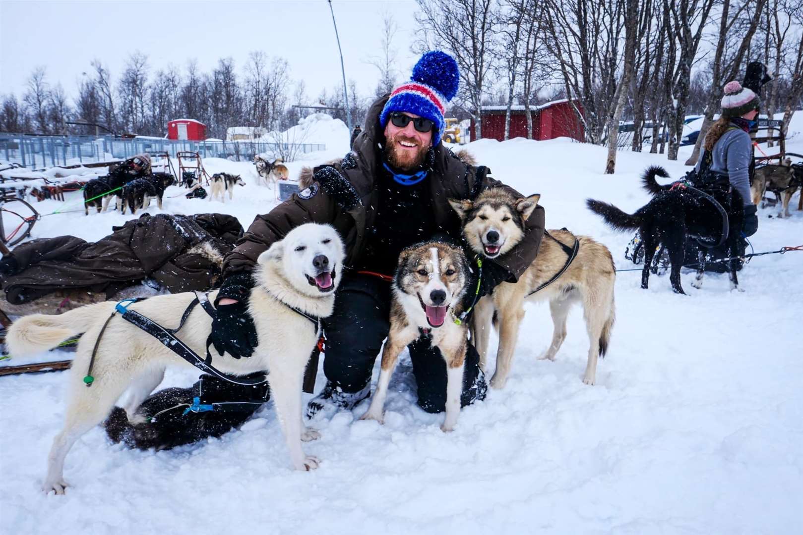 Dave with his dogs.
