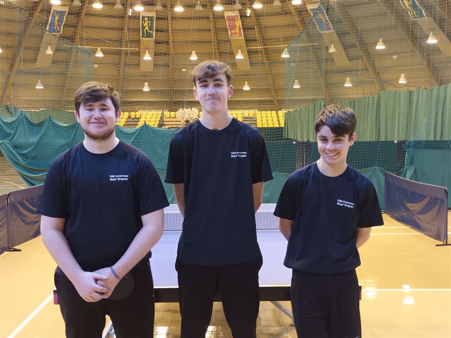 The 12th Inverness Boys Brigade table tennis team who have made it to the national final - (l-r) DJ Aitken, Alastair Bain and Maddex Reid.