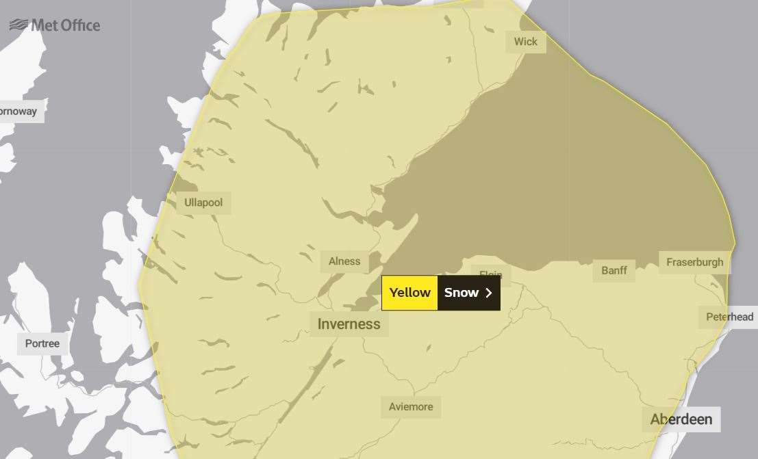 A new yellow warning for snowy weather has been issued by the Met Office.