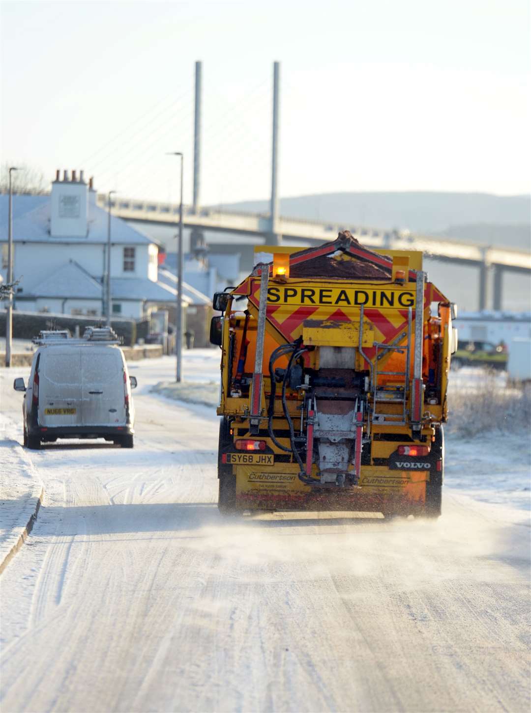 A gritter takes to the roads of North Kessock. Picture: Gary Anthony.
