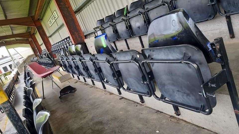 Clachnacuddin found broken seats at Grant Street Park after vandals broke into the ground. Picture: Clachnacuddin FC