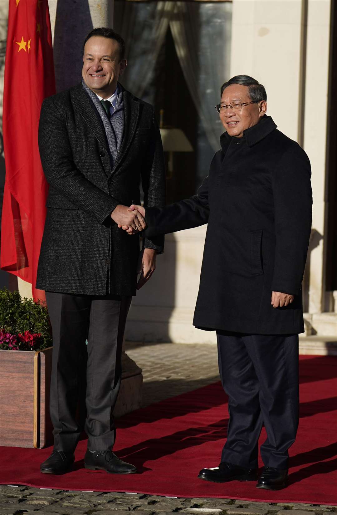 Taoiseach Leo Varadkar welcomes Chinese premier Li Qiang to Farmleigh House in Dublin (Niall Carson/PA)