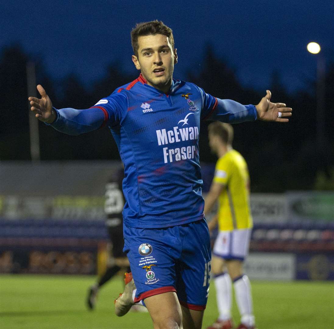 Picture - Ken Macpherson, Inverness. Inverness CT(5) v Morton(0). 30.08.19. ICT's Nickolay Todorov celebrates his goal.