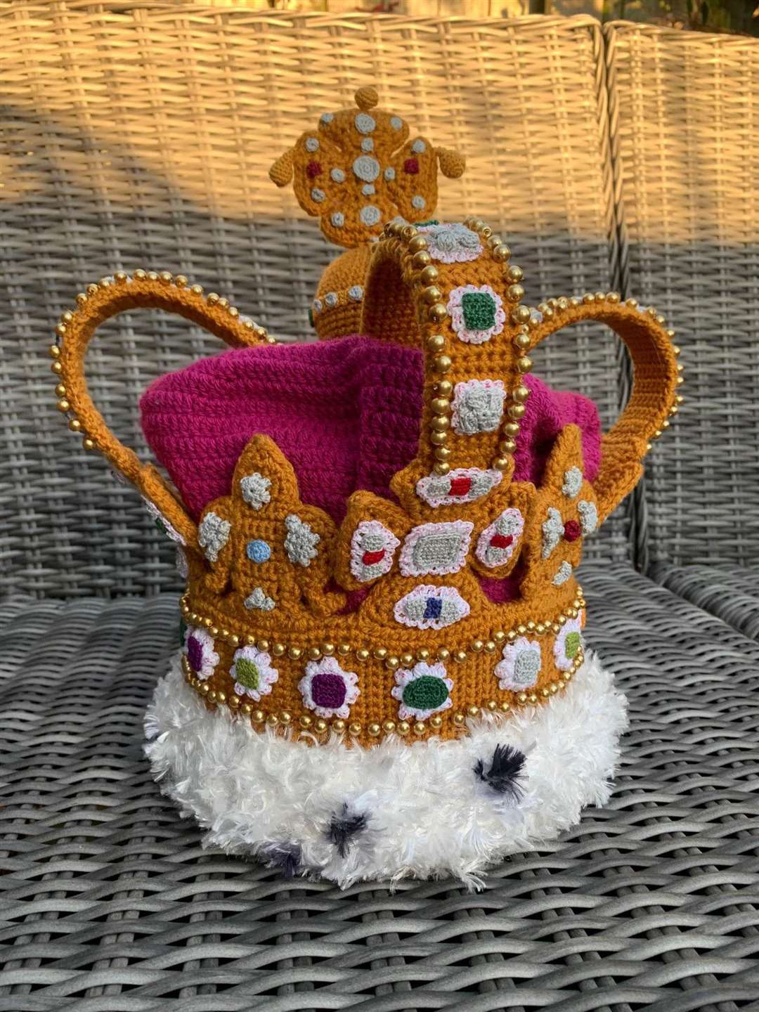 Judit Kocsis-Barna’s crocheted crown (Judit Kocsis-Barna/PA)