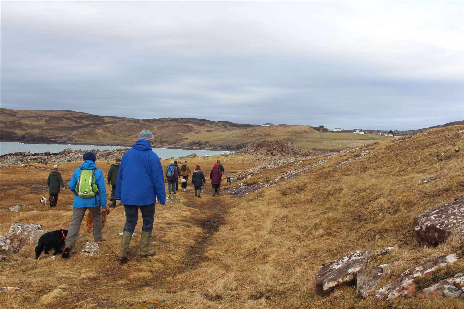 The group heads towards the broch.