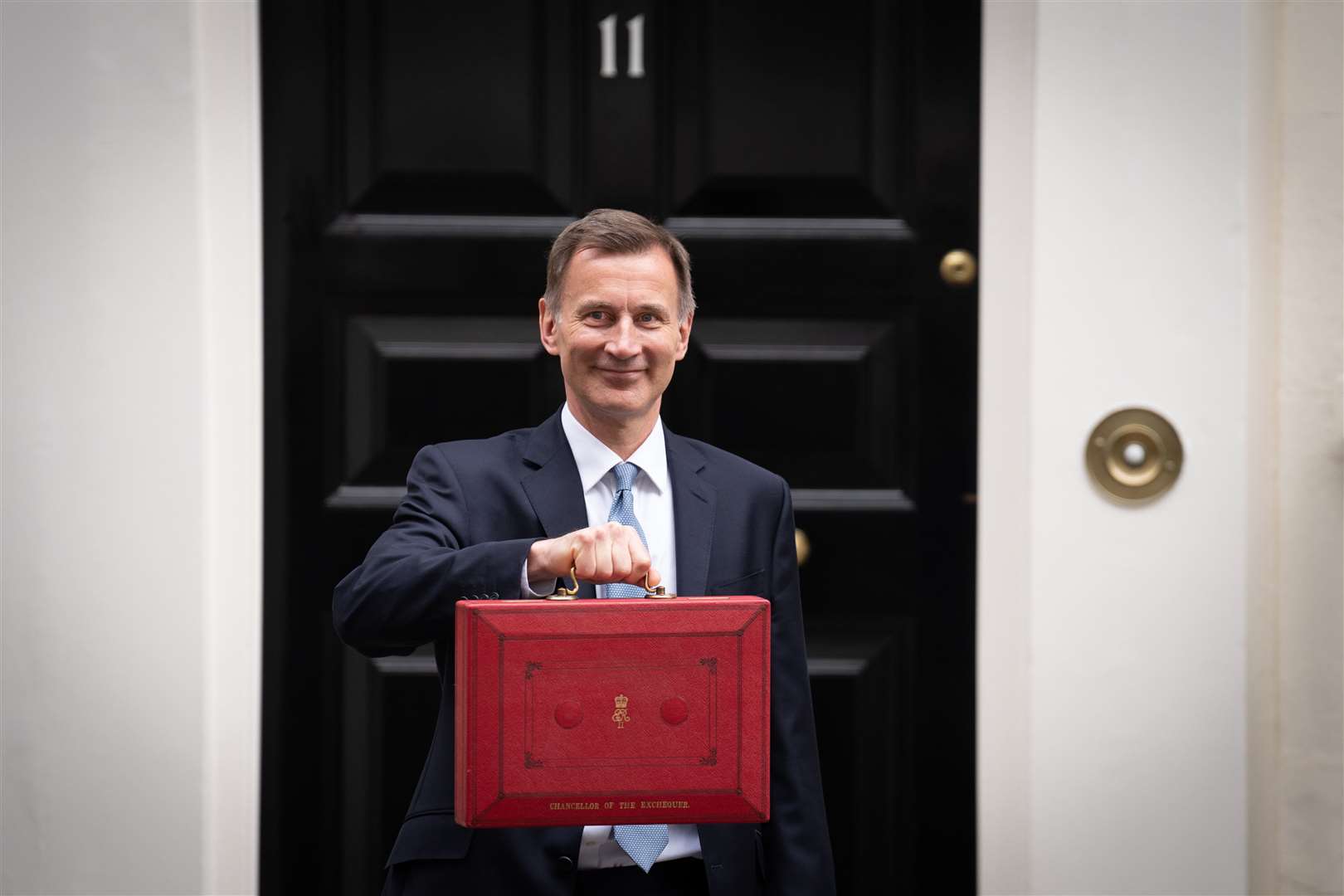 Chancellor of the Exchequer Jeremy Hunt leaving 11 Downing Street, London, before delivering the Budget (Stefan Rousseau/PA)