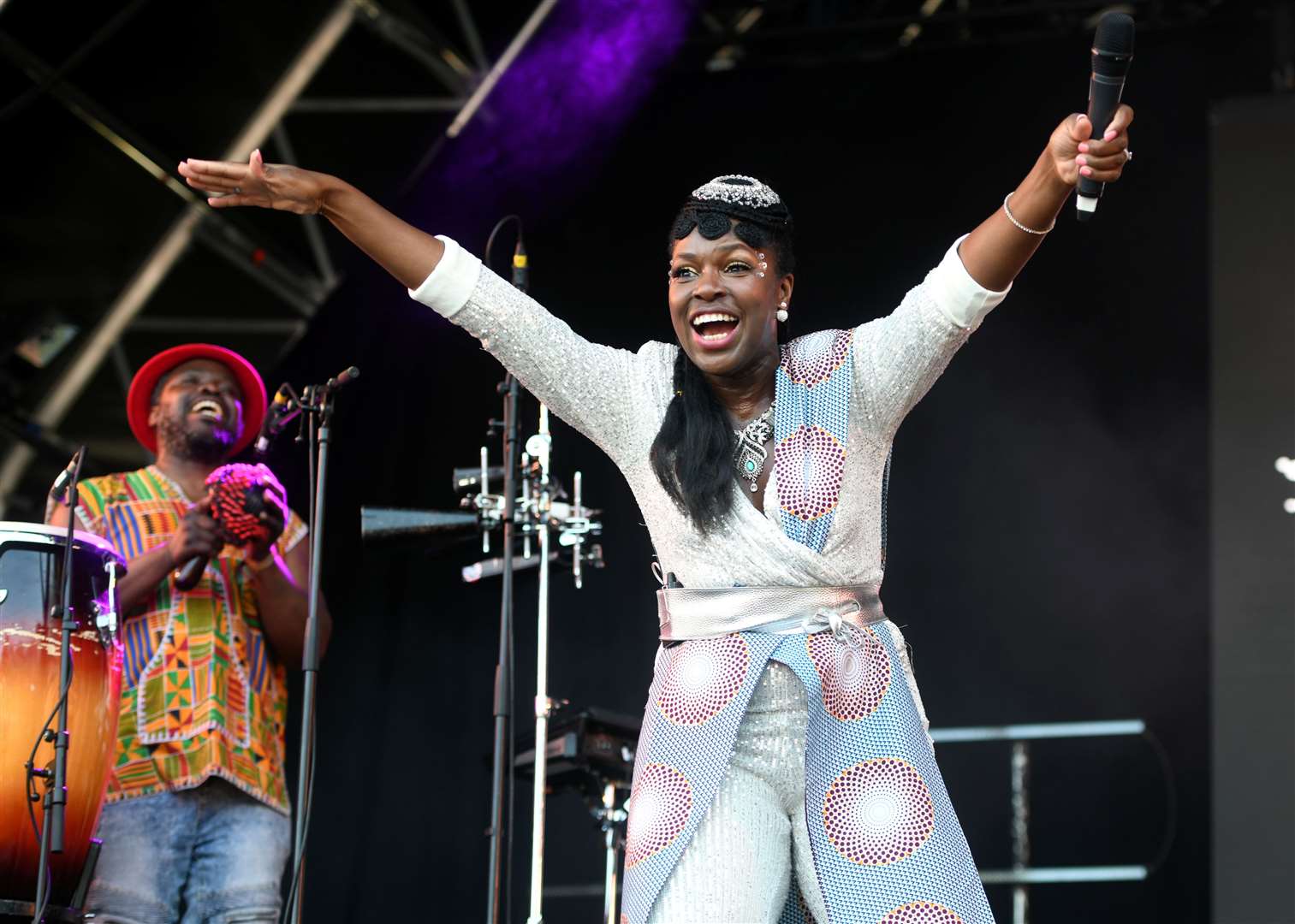 Ibibio Sound System's frontwoman Eno Williams on the Garden Stage. Picture: James Mackenzie
