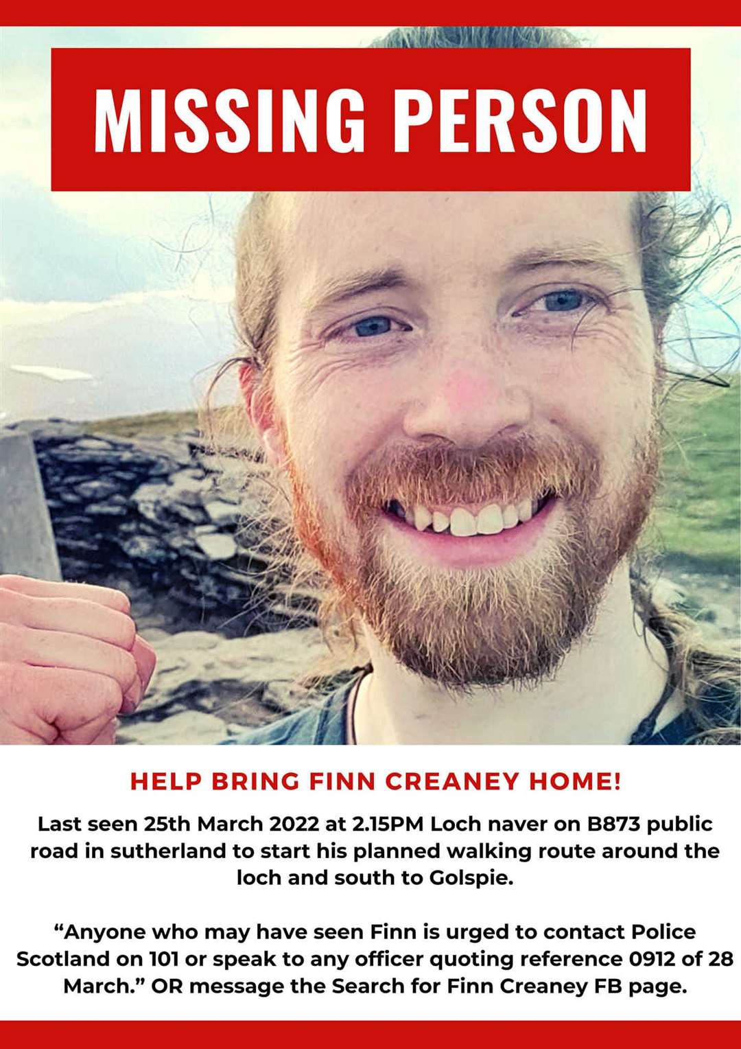Finn Creaney went missing in March last year.