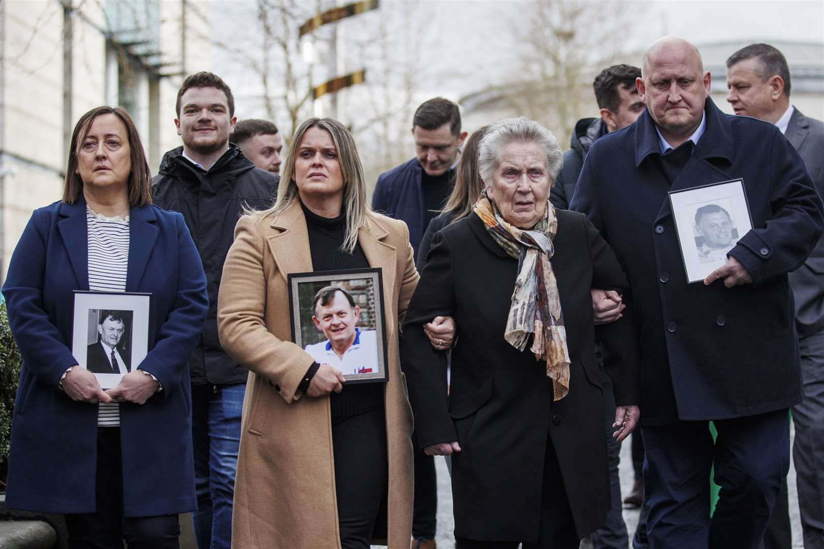 Members of Sean Brown’s family outside court last week (Liam McBurney/PA)
