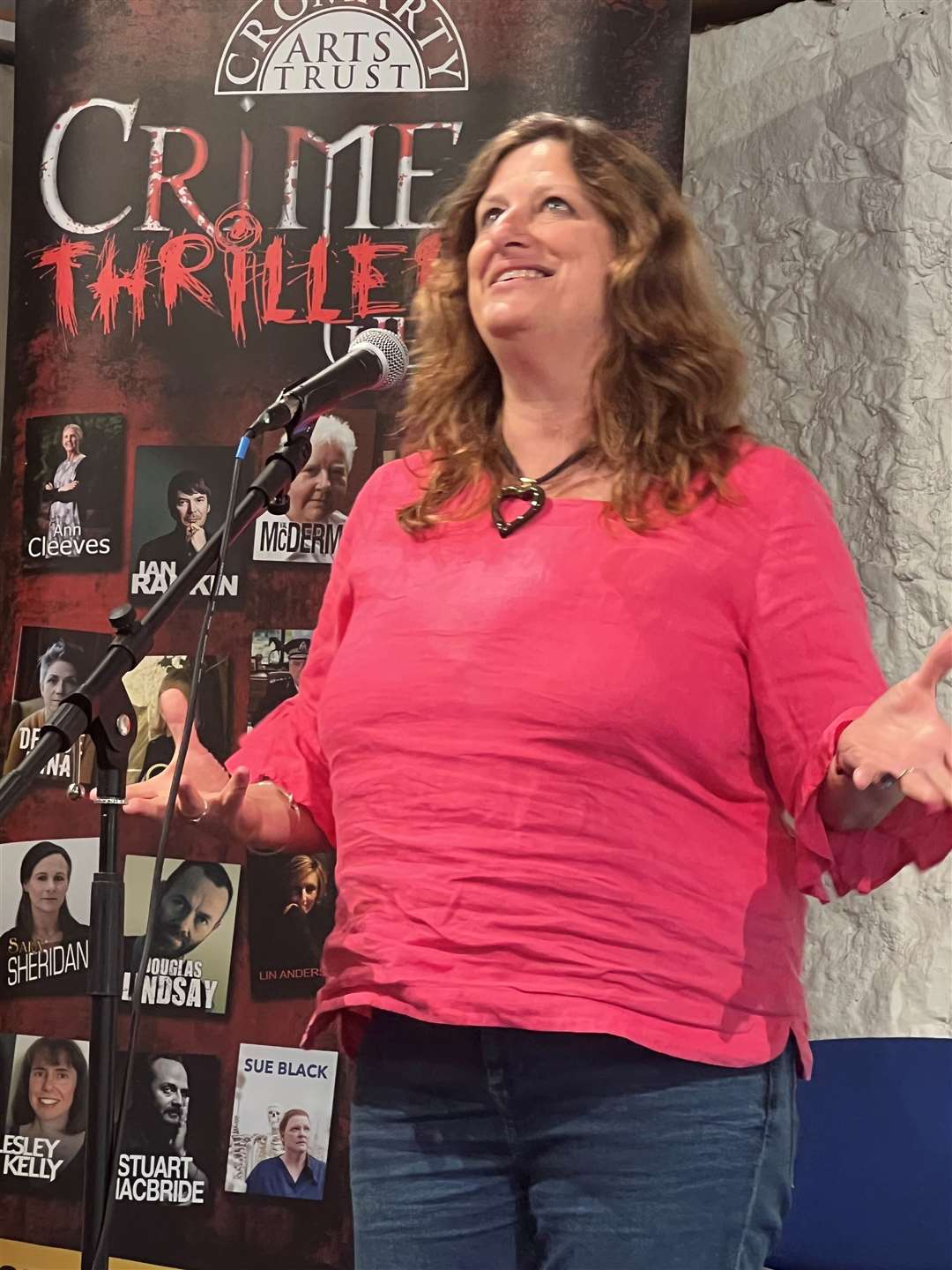 Elly Griffiths talking about her crime writing career at The Stables on Saturday morning. Picture: Georgia Macleod