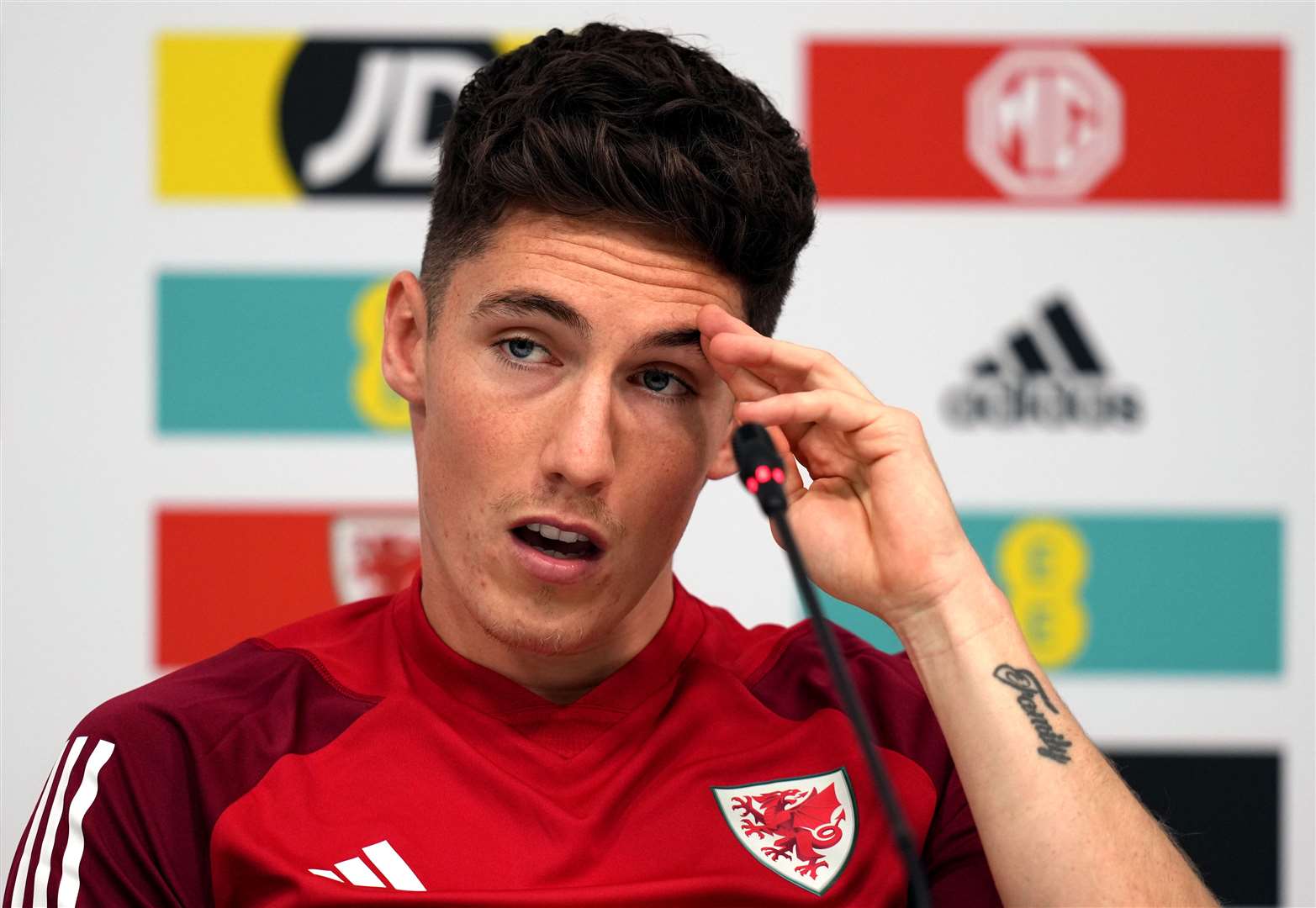 Harry Wilson during a press conference in Doha (Peter Byrne/PA)