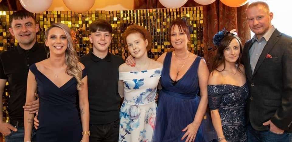 Struan MacKenzie, Rachael Smith, Harry Fraser, Maisie Fraser, Cecilia Smith, Rhonda Smith, Shaun Smith at a Ladies and Gents day fundraiser held at the Drumossie Hotel earlier this month to tie in with the Grand National.